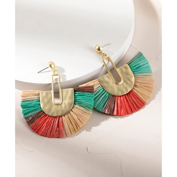 Wholesale tassel earrings  vacation high-end feeling raffia grass earrings