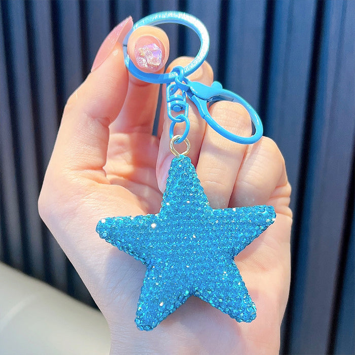 Wholesale Full Diamond Five-pointed Star Alloy Keychain JDC-KC-WoA030