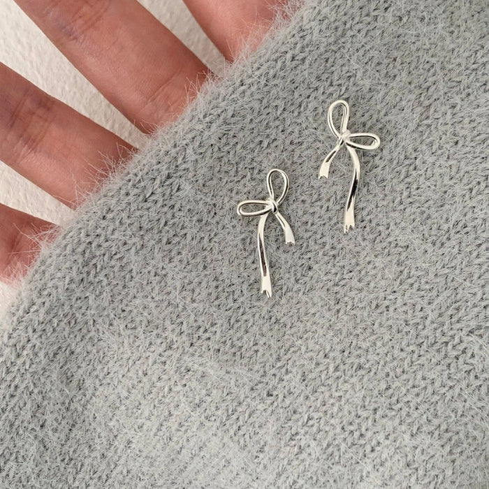 Wholesale Bow Ribbon Ear Needle Women's S925 Silver Needle  Earrings Niche Design  Earrings