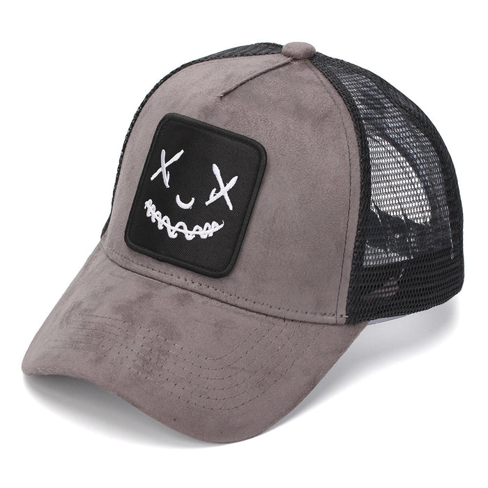 Wholesale Trendy Face Embroidered Mesh Baseball Cap Unisex Sun Hat