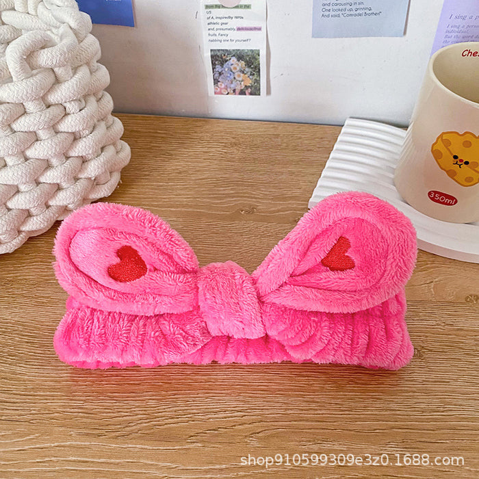 Wholesale Heart Butterfly Hairband for Women Face Washing Makeup Headband Flannel Headband Embroidered Hair Accessory Versatile