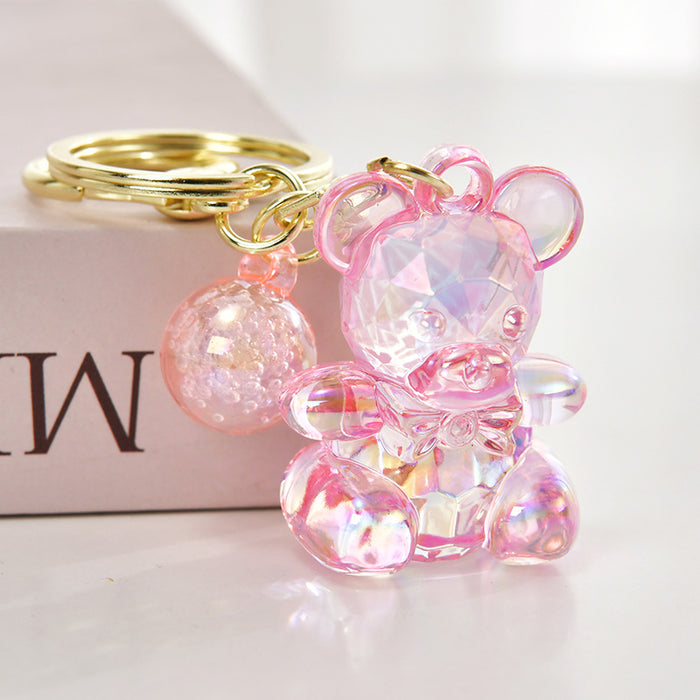 Wholesale Candy Transparent Colorful Little Bear Keychain