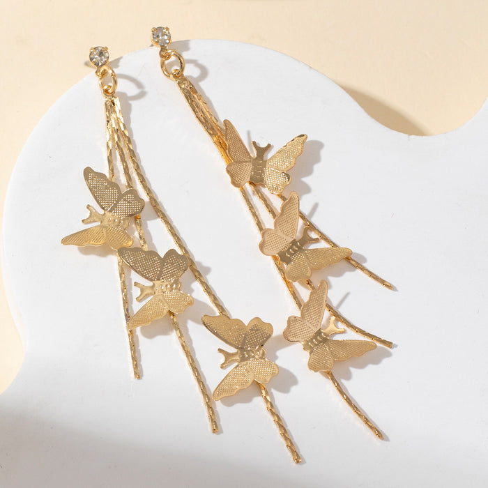 Wholesale Butterfly earrings  long tassel earrings