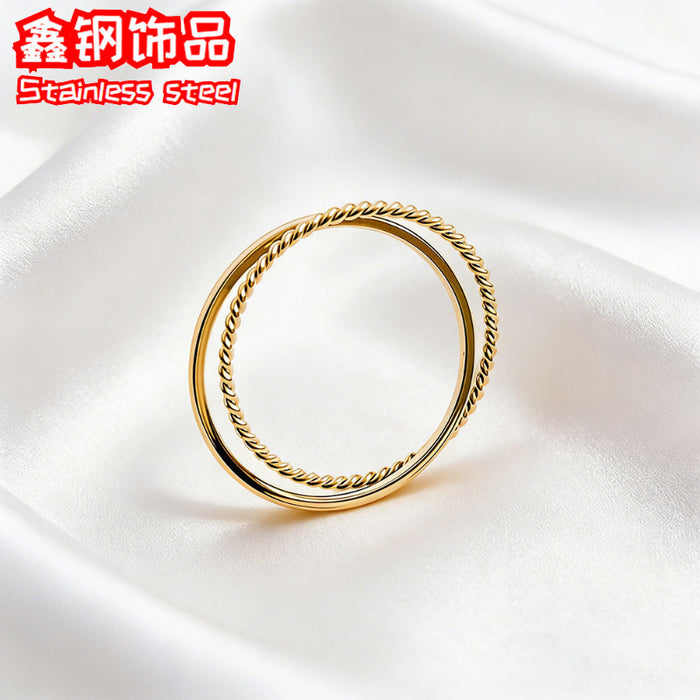 Wholesale Titanium Steel Twist Rings Plain Double Ring