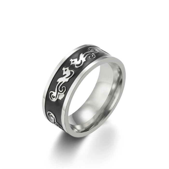 Wholesale  Corrosion Blackened Skull Titanium Steel Ring Retro Simple  Stainless Steel Ring