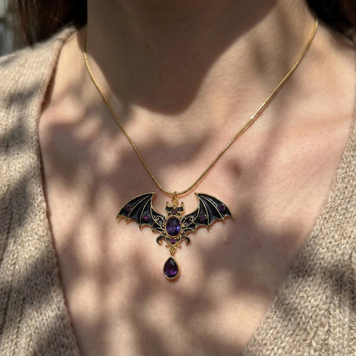 Wholesale Vintage Gothic Bat Rhinestone Pendant Necklace Accessory