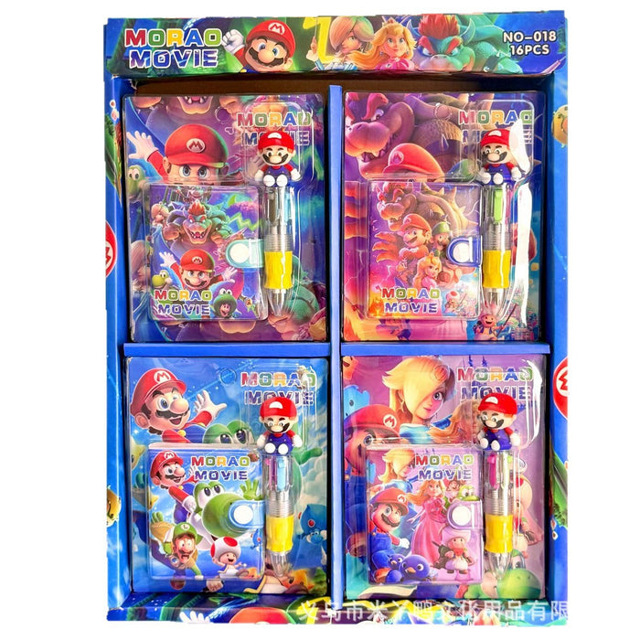 Wholesale Themed Cute PU Cover Snap Notebook With Four Color Pen Set Student Diary Journal