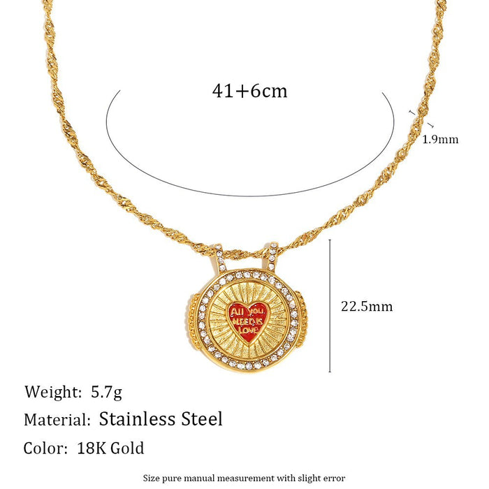Wholesale Stainless steel jewelry trendy gold plated tarot card square pendant with dripping oil round flower necklace