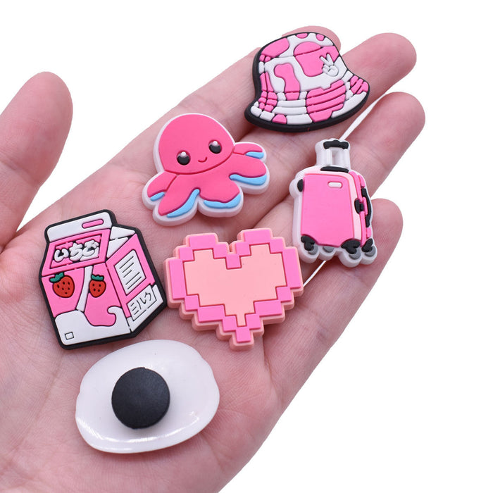 Wholesale 100PCS DIY Pink Girls Shoe Buckle PVC Decorations JDC-SC-RYY002