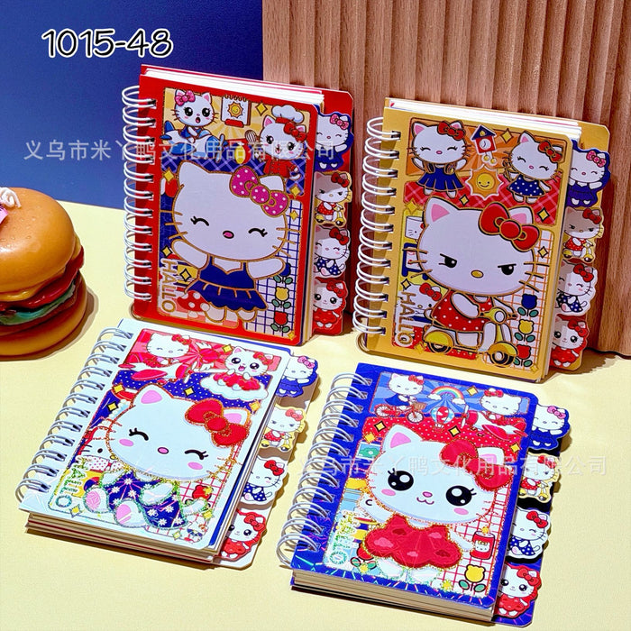 Wholesale A7 Gold Foil Spiral Notebook Cute Dividers Planner Student Stationery