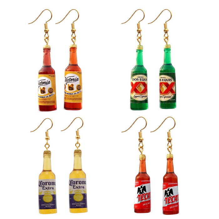 Wholesale Cartoon Wine Bottle Resin Earrings JDC-ES-niqing023