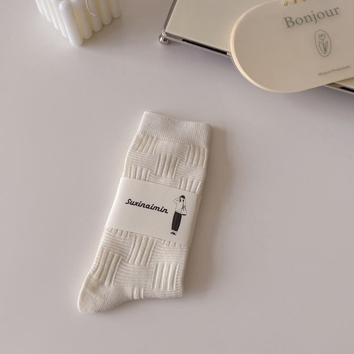 Wholesale Mid length socks, pure cotton socks, stacked socks, simple solid color long socks