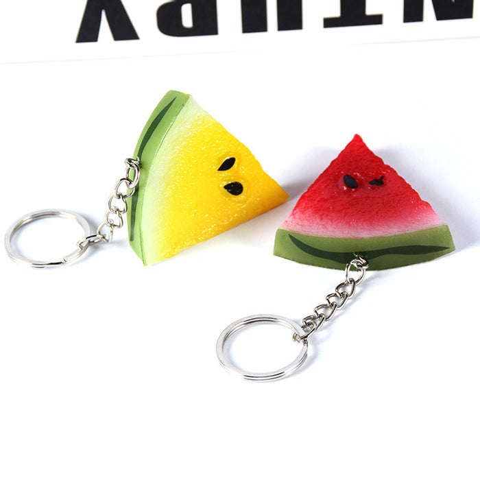 Wholesale Watermelon Slice Keychain Faux Fruit Charm Stylish PVC Hanging Ornament
