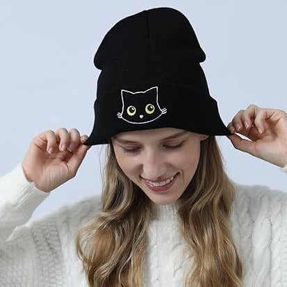 Wholesale Acrylic Cat Embroidery Knitted Beanie JDC-FH-Shengn008