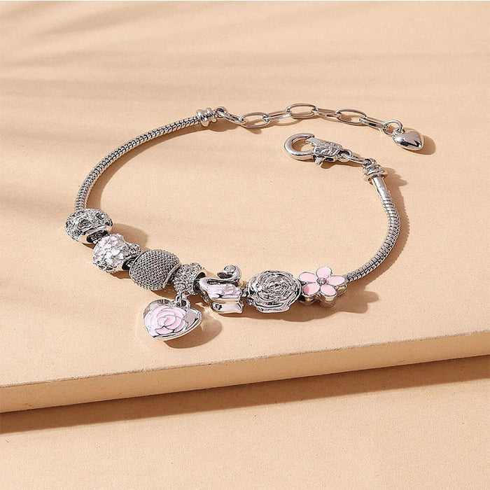 Wholesale Heart Shape Petal Oil Drop Alloy Swan Accessories Bracelet JDC-BT-ShenYuan004