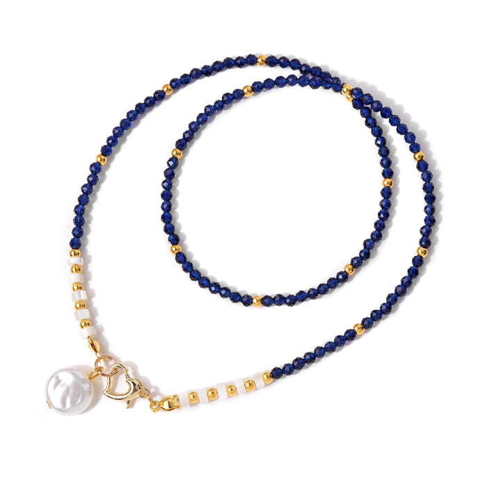 Wholesale 3m man made crystal bead necklace with pearl pendant