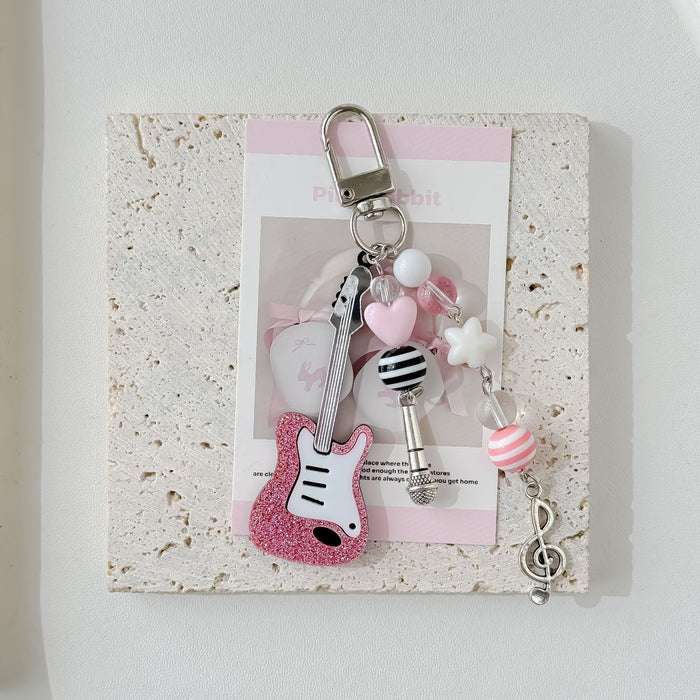 Wholesale Pink Guitar Mobile Phone Pendant Hanging Card Book Bag Hanging Keychain