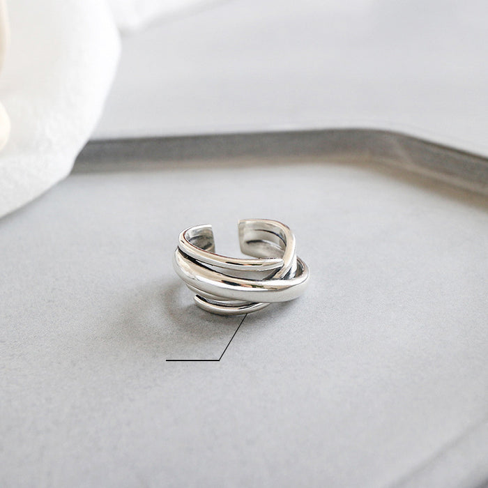 Wholesale  s925 Silver Knot Ring Women Braided Ring Bracelet