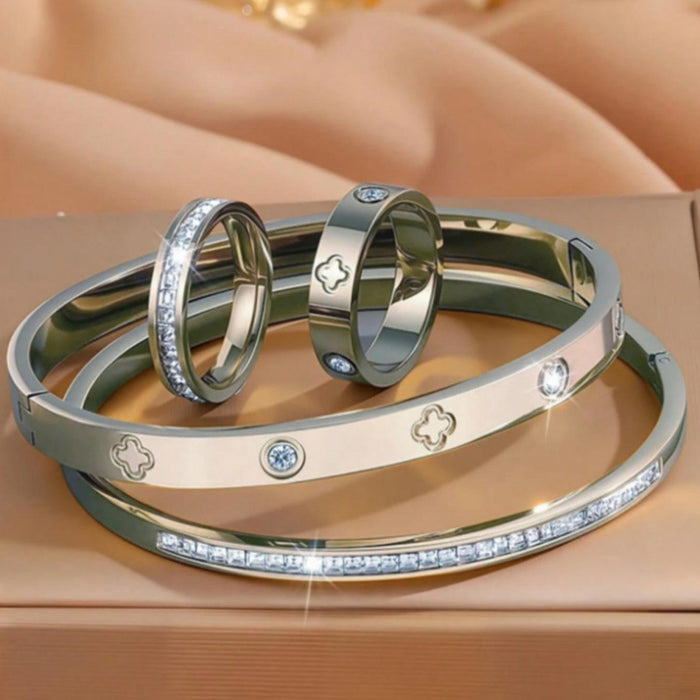 Wholesale Stainless steel diamond-encrusted bracelet ring