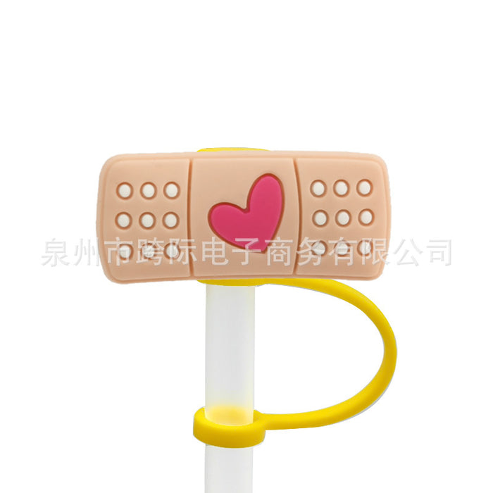 Wholesale 10pcs Silicone Medical Style Cartoon Straw Cover JDC-SCR-KuaJ006