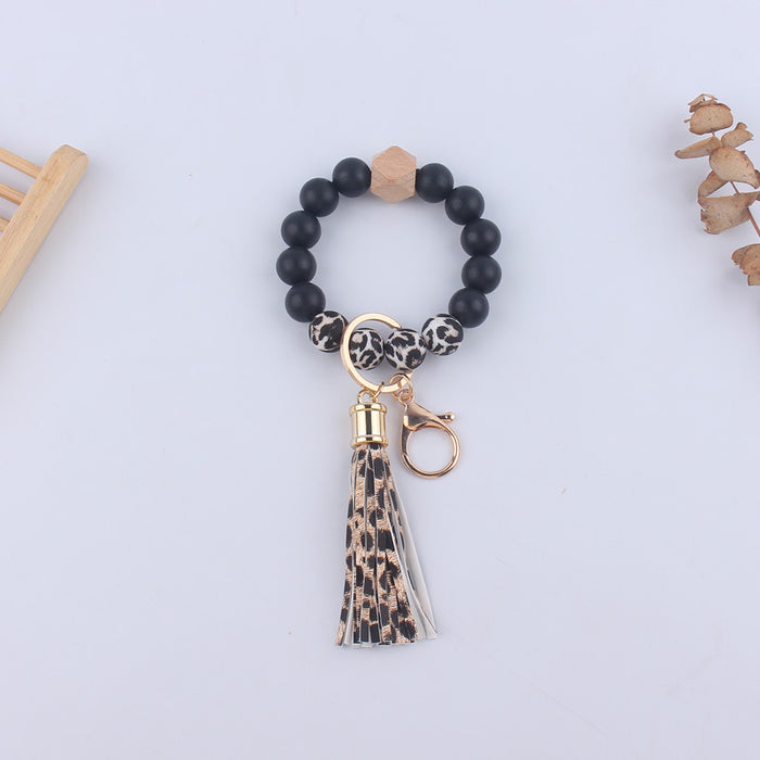 Wholesale Leopard Print Silicone Wrist Keychain JDC-KC-GuangTian026