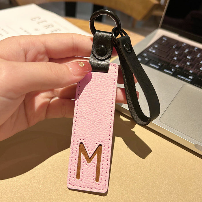 Wholesale 26 English Letter Text Plate Leather Keychain JDC-KC-WWX004