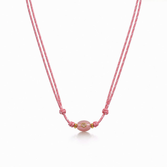 Wholesale Modern Geometric Natural Stone Pendant Necklace With Woven Rope And Adjustable Slip Knot For Women Casual Fashion Accessory