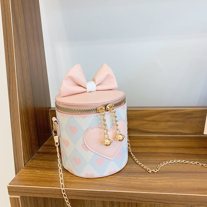 Wholesale PU Love Bow Knot Cylinder Children's Crossbody Bag JDC-SD-KaMan001