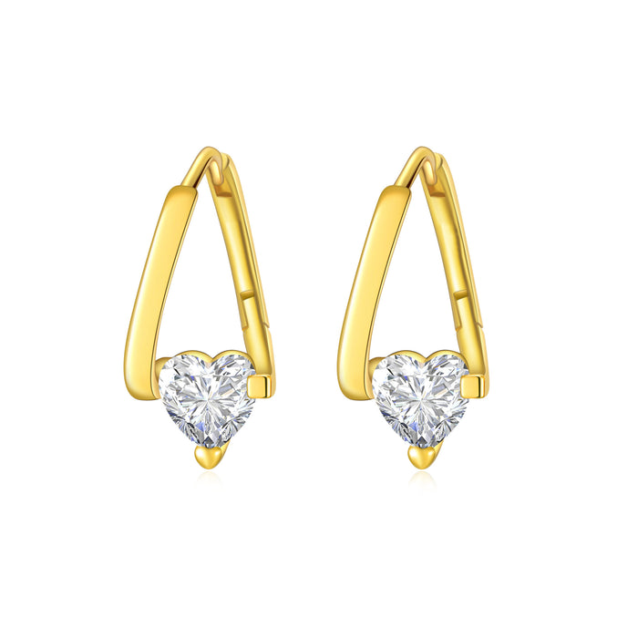 Wholesale Light luxury design sense, niche super sparkling zircon heart ear buckle, exquisite and versatile temperament earrings wholesale