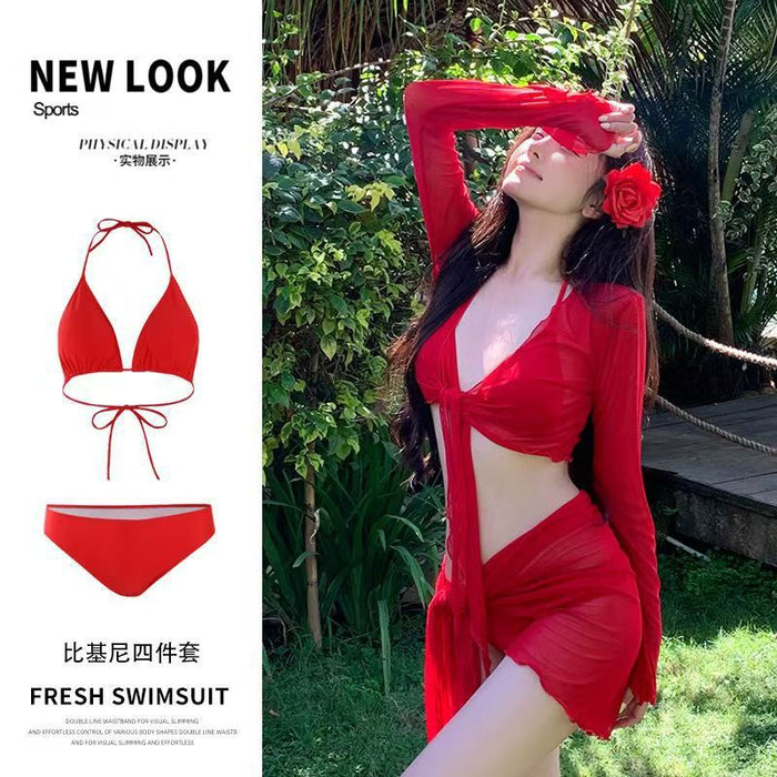Wholesale Bikini swimsuit split four piece set sun protection long sleeved swimsuit