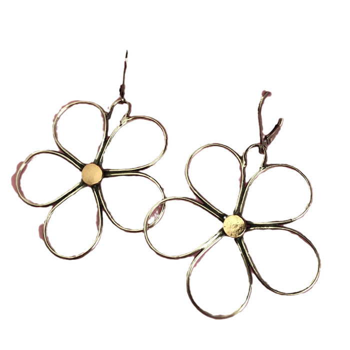 Wholesale Alloy Hollow Large Flower Pendant Earrings JDC-ES-MingCheng002