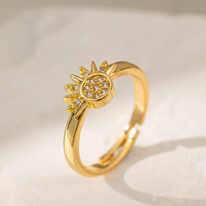 Wholesale  Sun and Moon Glory Stacked Women's Diamond Sun and Moon Opening Ring