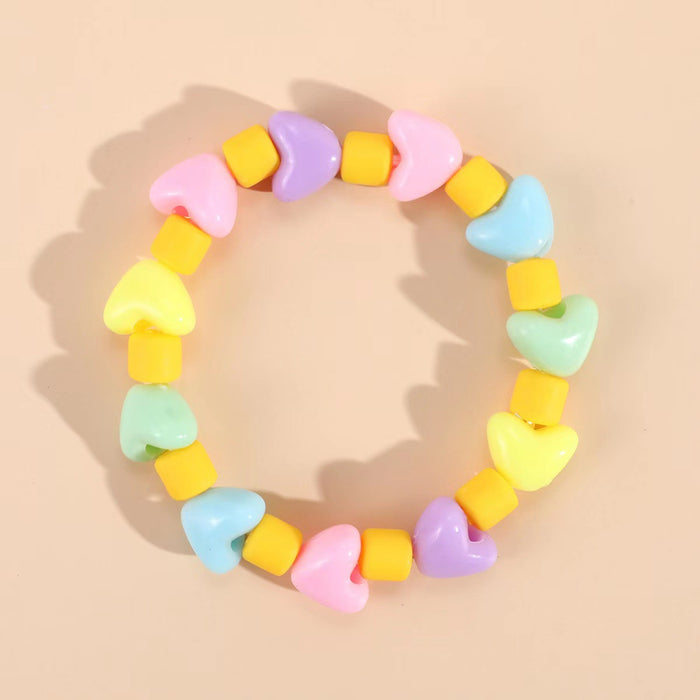 Wholesale Flower Fruit Soft y Bracelet  Simple Pink Princess Acrylic Beaded Handmade Material
