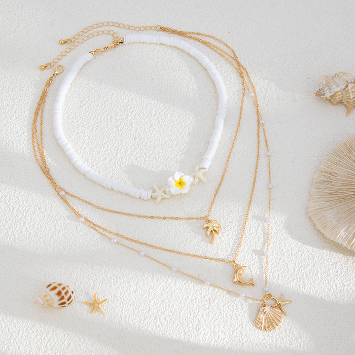 Wholesale Jewelry Fashion Ocean Style Soft Pottery Shell Pendant Necklace