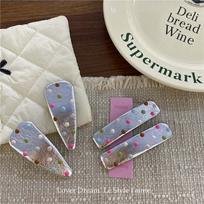 Wholesale Colorful drip oil polka dot hair clip, cute bangs clip, side clip hair accessory