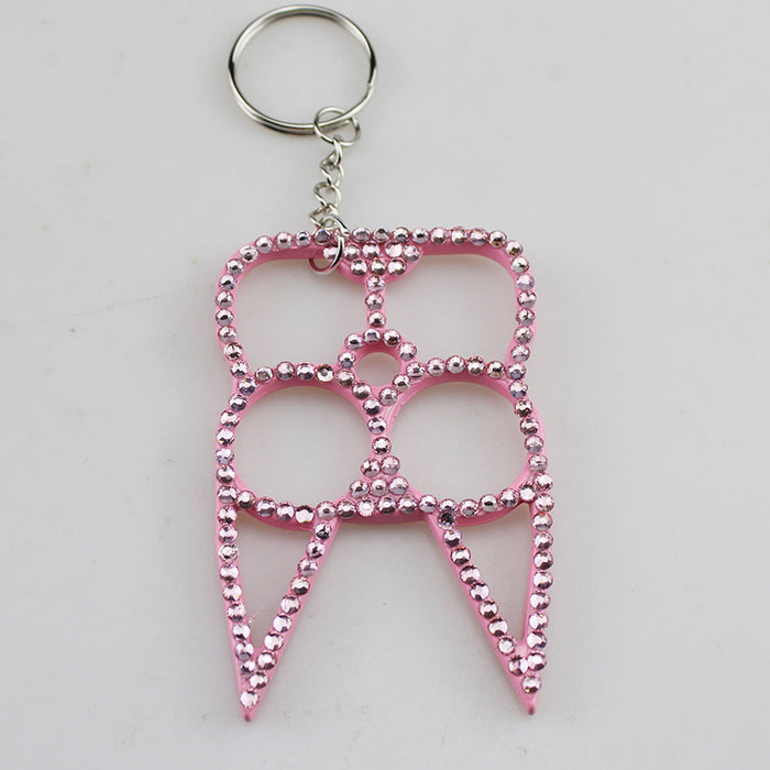 Wholesale Black Alloy Rhinestone Self Defense Keychain For Everyday Carry Gift