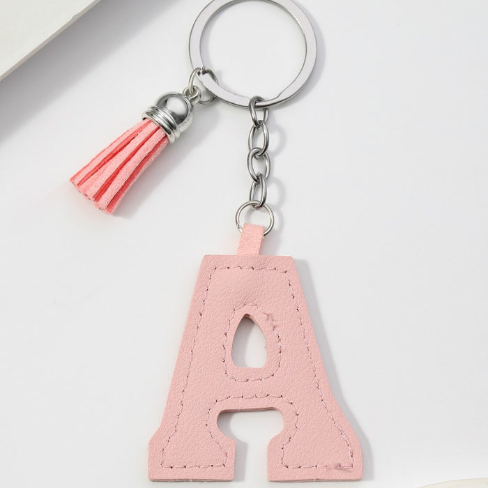 Wholesale PU Leather 26 English Letters Keychain JDC-KC-RongRui063