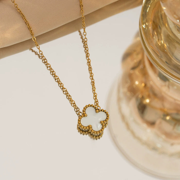 Wholesale Stainless Steel Double-Sided Four-Leaf Clover Necklace Women Titanium Steel