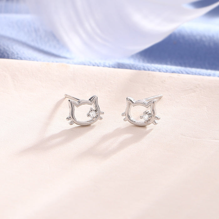 Wholesale Zircon earrings with simple and sweet temperament, single diamond earrings