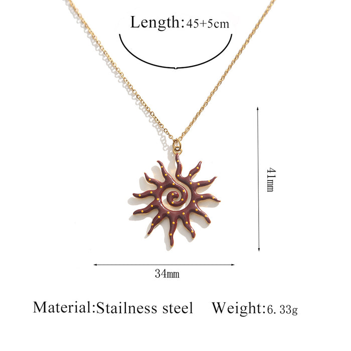 Wholesale Stainless Steel Sun Pendant Necklace