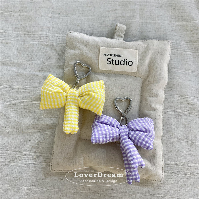Wholesale Love Candy Color Plaid Bow Bag  Sweet Cute Keychain