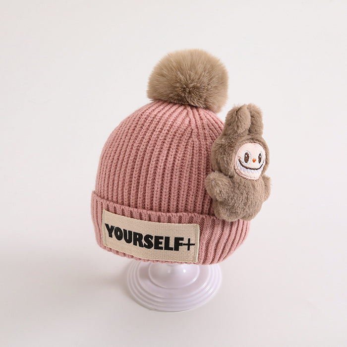 Wholesale Children' s hat winter knitted hat cartoon wool ball winter wool hat