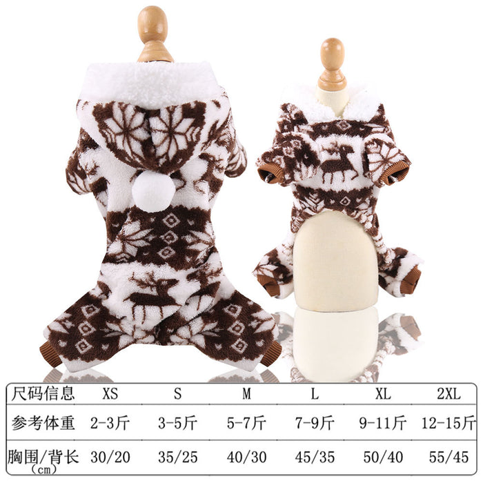 Wholesale Dogs Christmas Pet Supplies Clothes  Cotton Coat Autumn and Winter Elk Cat and Dog Clothes