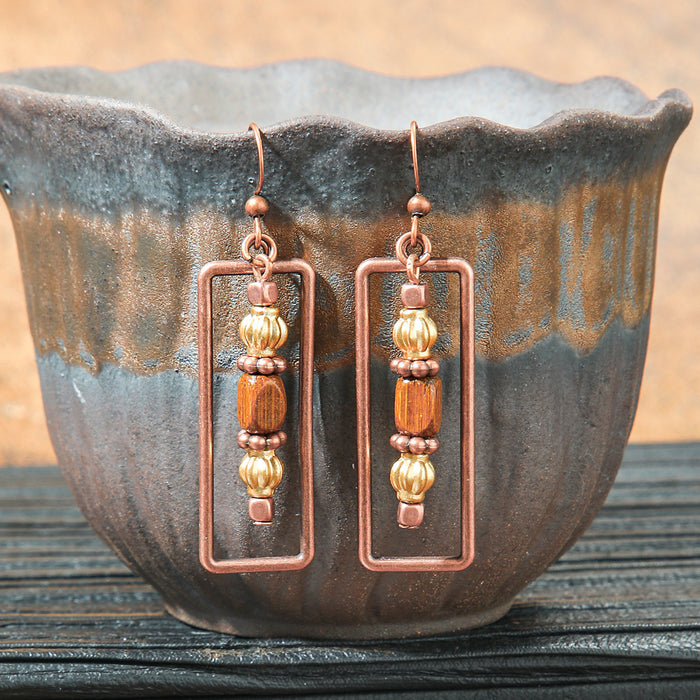 Wholesale 2pcs retro ethnic geometric turquoise earrings