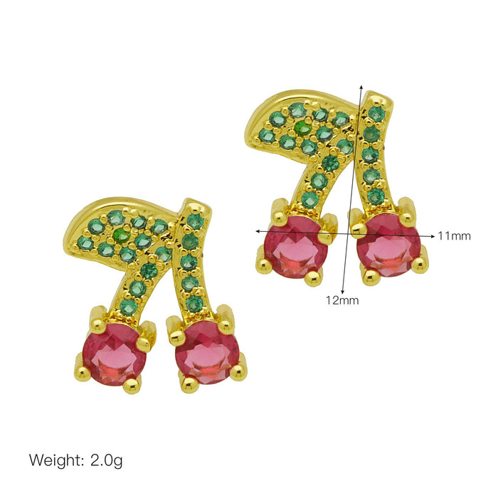 Wholesale Fruit strawberry cherry color drop oil earrings