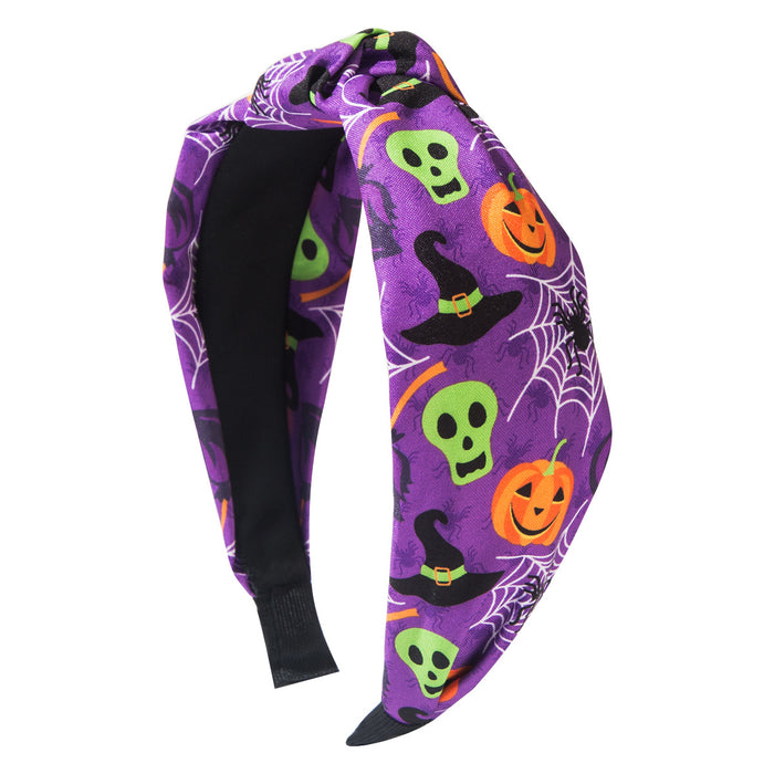 Wholesale  Cloth Hair Headband With Pumpkin Skull Print Party Hair Accessory For Festival Stylish Gift Boutique Resale