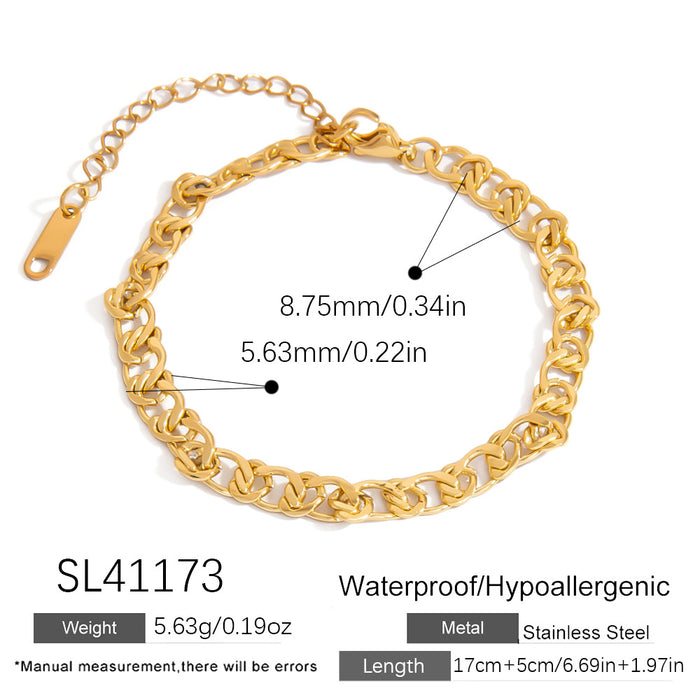 Wholesale Stainless steel bracelet elegant heart Cuban chain metal bracelet three-dimensional hollow round bracelet