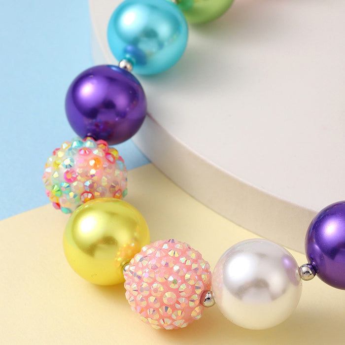 Wholesale Acrylic Rainbow Pearl Necklace JDC-NE-ShengXi003