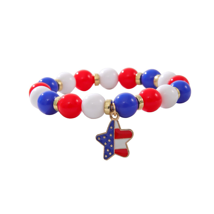 Wholesale Flag Five-pointed Star Heart American Independence Day Acrylic Bracelet JDC-BT-ShiY002