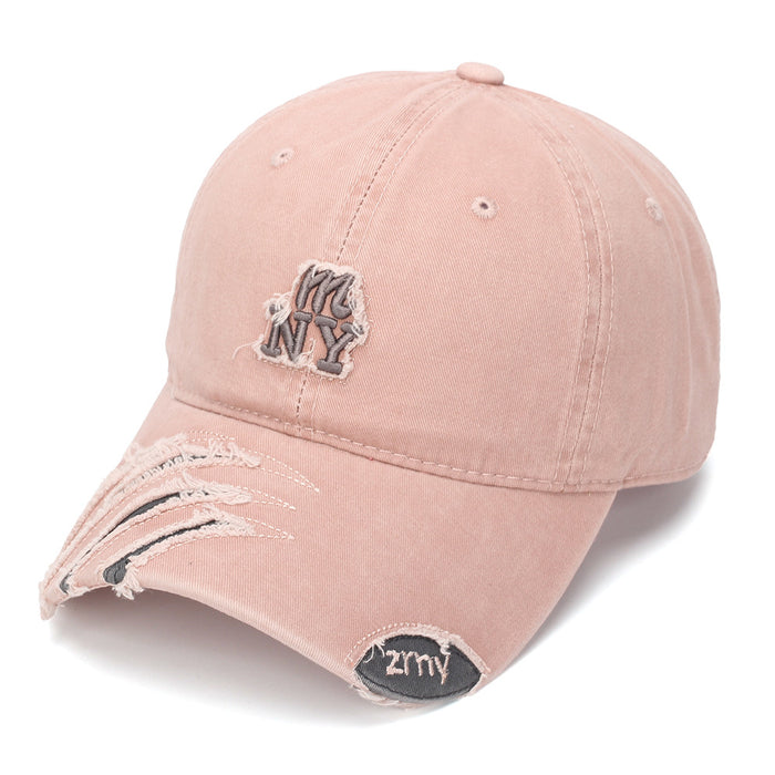 Wholesale Vintage Distressed Baseball Cap Soft Top Black Embroidered Casual Sun Hat